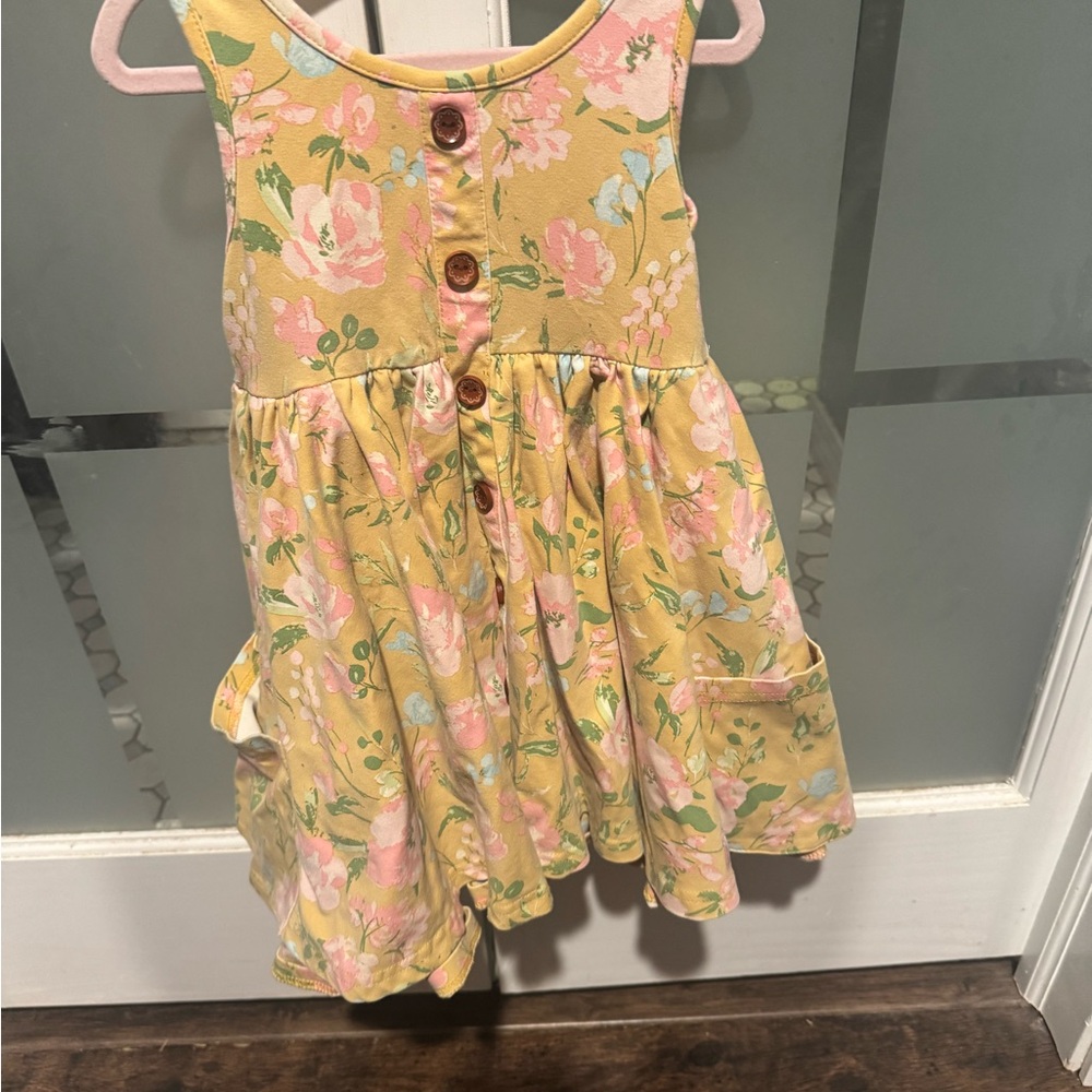 SweetHoney Yellow Floral Kids Dress